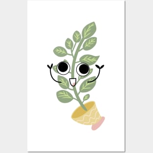 Plant on a Pot with Googly Eyes Posters and Art